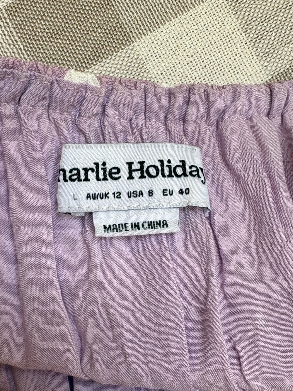 Charlie Holiday Lavender Polka Dot Tie-Front Mini Dress - Picture 8 of 10